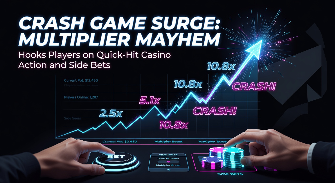 Dynamisch scherm van een crash game met een snel stijgende multiplier curve en spelers die op het juiste moment cash out proberen te timen