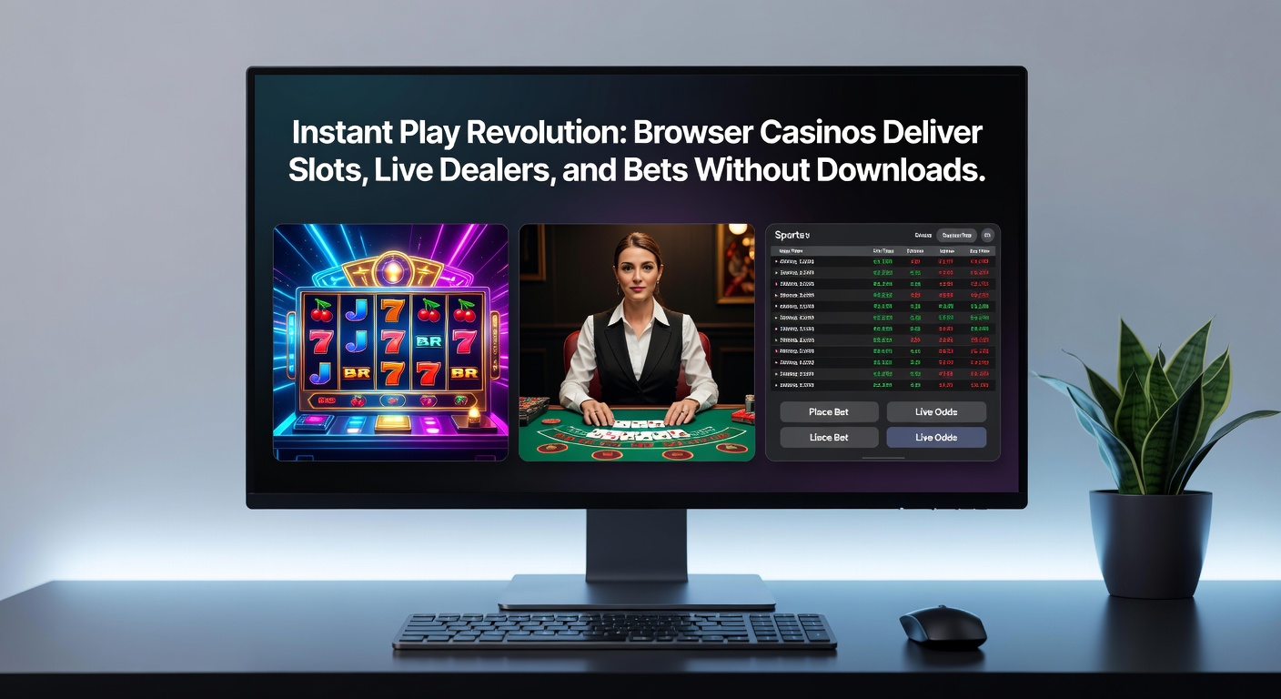 Mobiele browser met live sportweddenschappen en slotmachines open, illustrerend naadloze instant play ervaring op smartphones