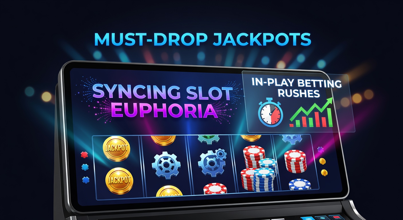 Spannende must-drop jackpot op een online slot met live in-play betting overlay, symboliserend de gesynchroniseerde rush
