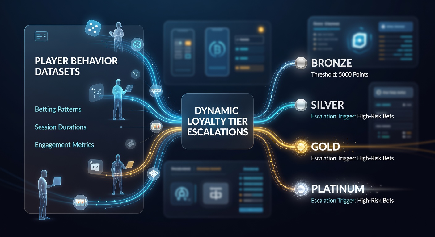 Diagram van dynamische loyaliteitstier escalaties gebaseerd op speler data in digitale platforms