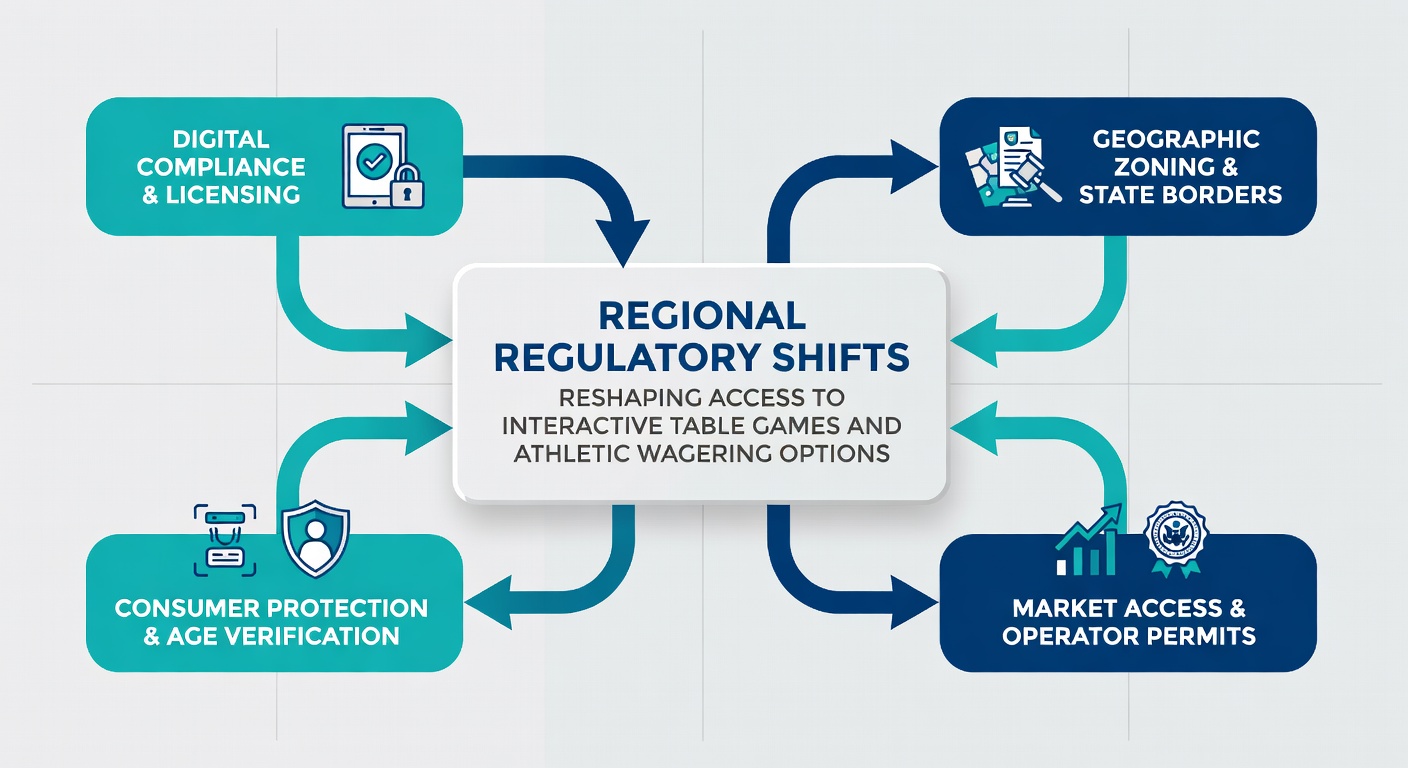 Illustratie van grensoverschrijdende sportweddenschappen en digitale tafelspellen onder nieuwe regels